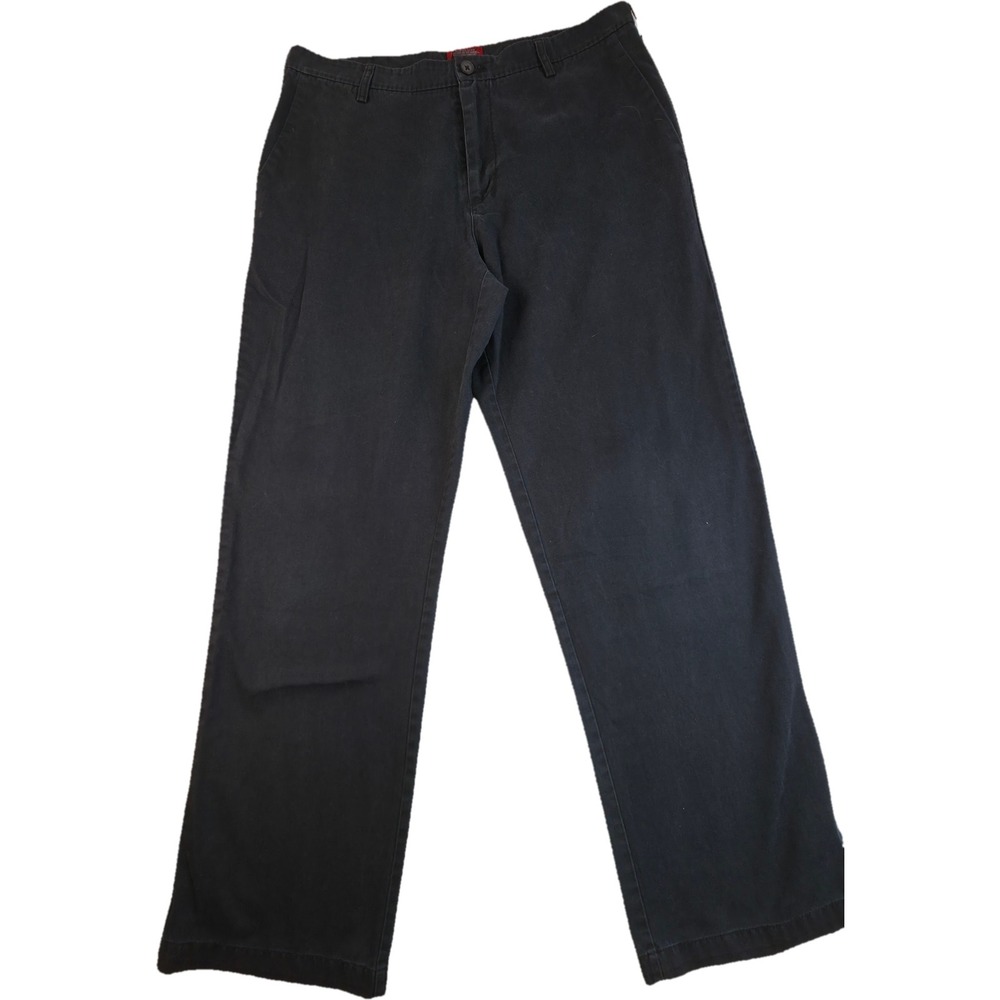 Merona Chino Pants Mens 34x30 Black Ultimate Khaki Supreme Flat Front